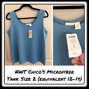 NWT Chicos Microfiber tank slate blue Size 2 (equivalent 12-14)
